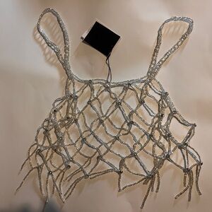 Zara Silver Metallic beaded Top